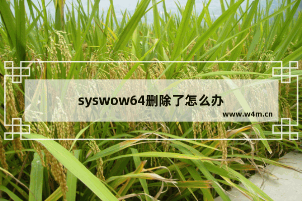 syswow64删除了怎么办