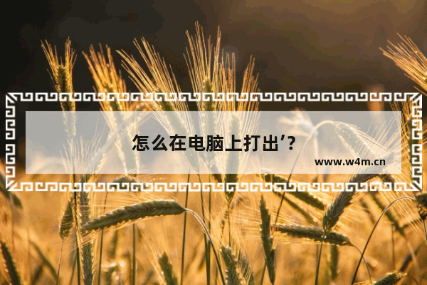 怎么在电脑上打出’？