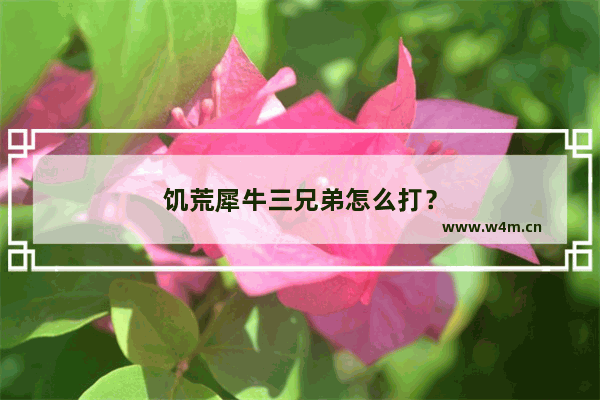 饥荒犀牛三兄弟怎么打？