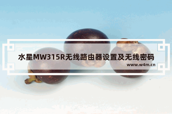 水星MW315R无线路由器设置及无线密码设置