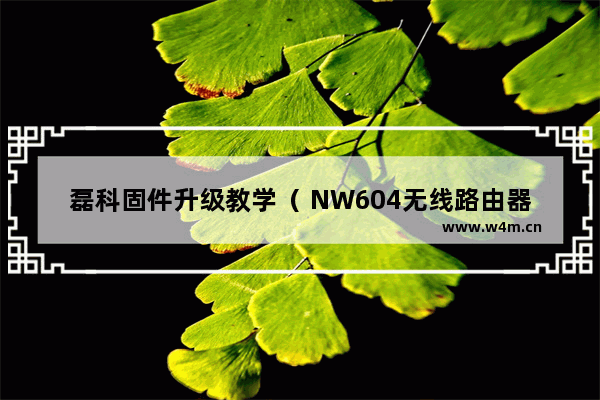 磊科固件升级教学（ NW604无线路由器固件升级方法）