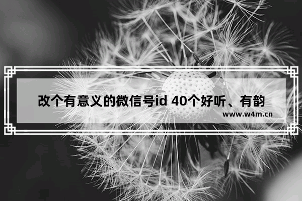 改个有意义的微信号id 40个好听、有韵味的微信号