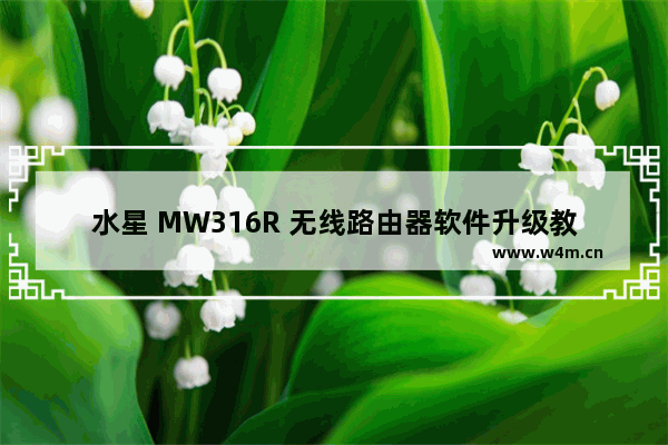 水星 MW316R 无线路由器软件升级教程