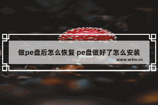 做pe盘后怎么恢复 pe盘做好了怎么安装系统