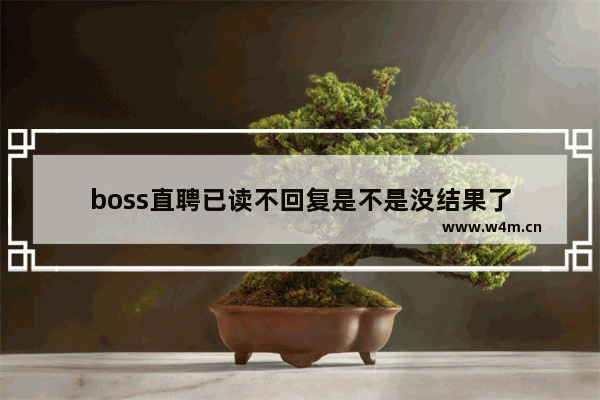 boss直聘已读不回复是不是没结果了