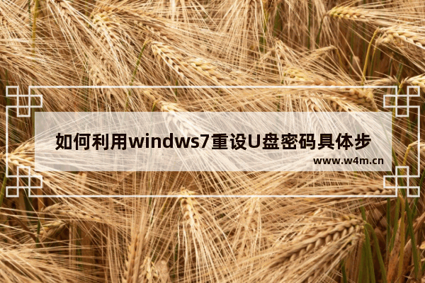 如何利用windws7重设U盘密码具体步骤图解