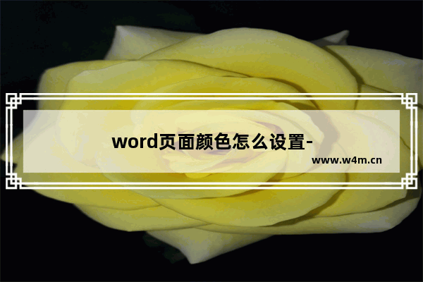 word页面颜色怎么设置-