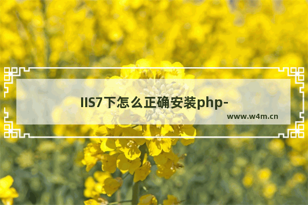 IIS7下怎么正确安装php-