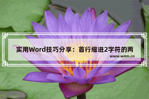 实用Word技巧分享：首行缩进2字符的两种方法-