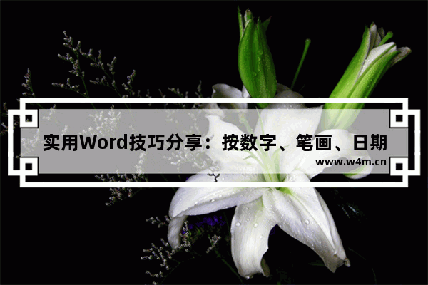 实用Word技巧分享：按数字、笔画、日期、拼音进行排序-