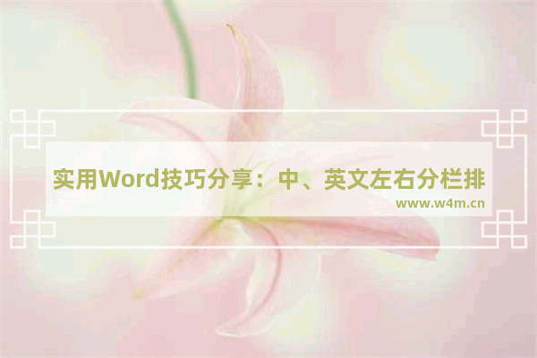 实用Word技巧分享：中、英文左右分栏排版-