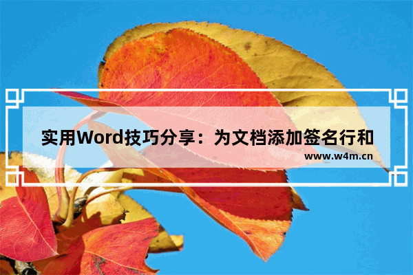 实用Word技巧分享：为文档添加签名行和手写签名！-