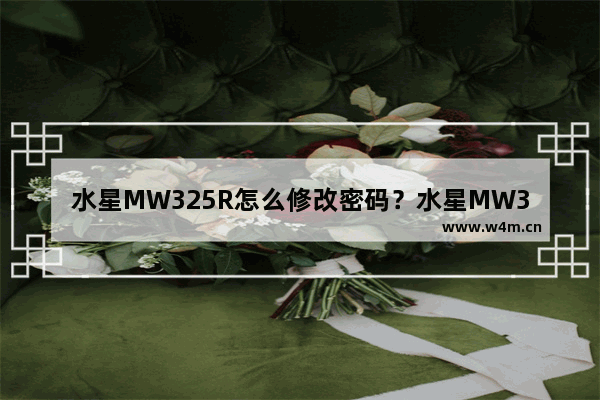 水星MW325R怎么修改密码？水星MW325R路由器修改无线wifi/登录密码方法