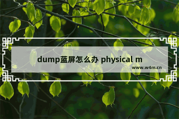 dump蓝屏怎么办 physical memory dump蓝屏怎么办