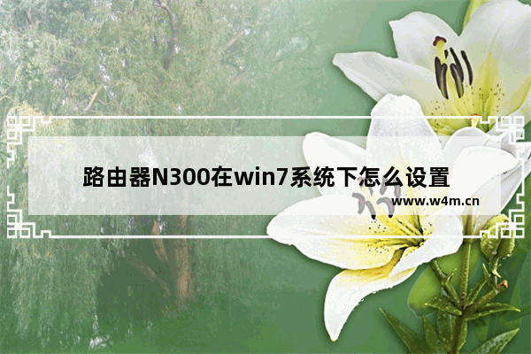 路由器N300在win7系统下怎么设置