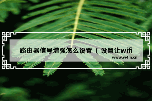 路由器信号增强怎么设置（ 设置让wifi快十倍）