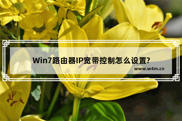 Win7路由器IP宽带控制怎么设置?