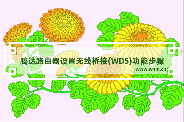 腾达路由器设置无线桥接(WDS)功能步骤