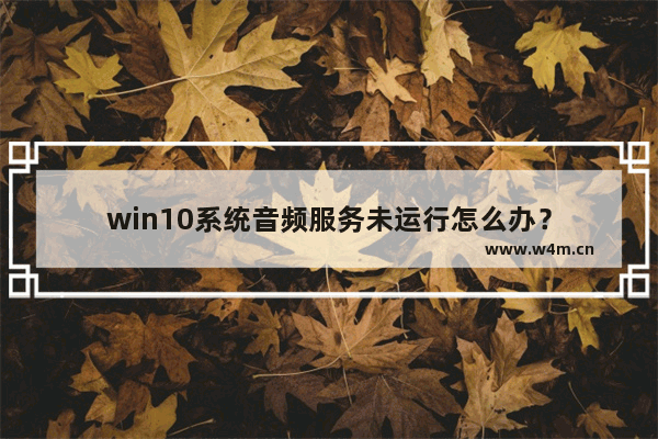 win10系统音频服务未运行怎么办？