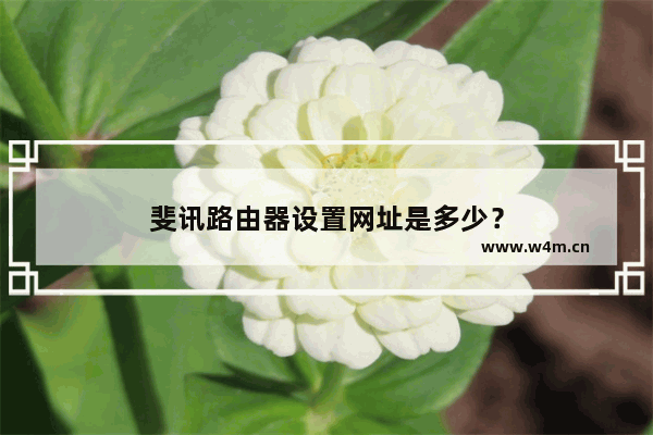 斐讯路由器设置网址是多少？