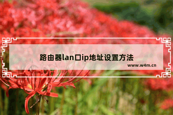 路由器lan口ip地址设置方法