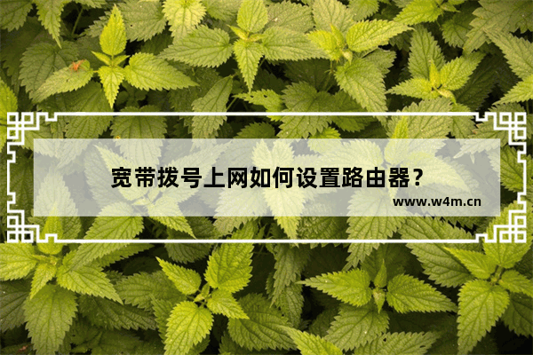 宽带拨号上网如何设置路由器？