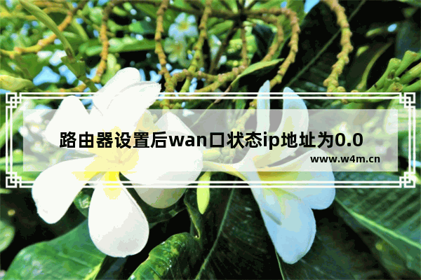 路由器设置后wan口状态ip地址为0.0.0.0如何解决？