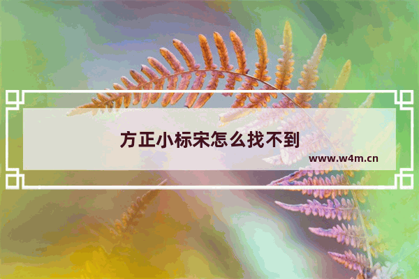 方正小标宋怎么找不到