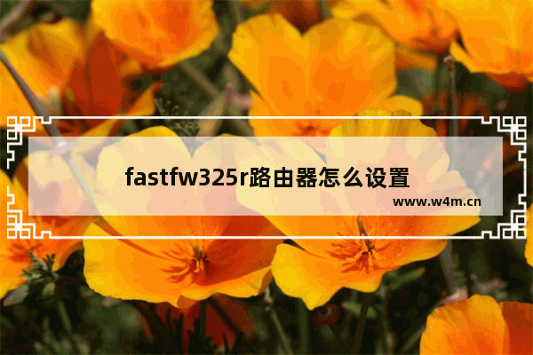 fastfw325r路由器怎么设置