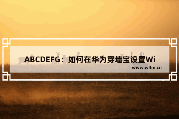 ABCDEFG：如何在华为穿墙宝设置WiFi名称？