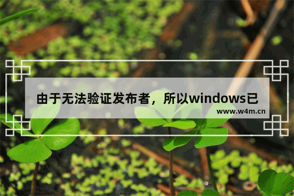 由于无法验证发布者，所以windows已经阻止此软件解决方法