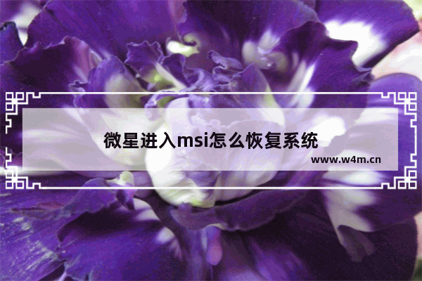 微星进入msi怎么恢复系统