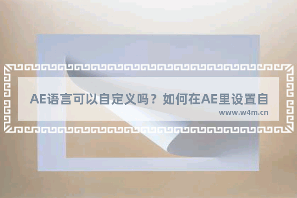 AE语言可以自定义吗？如何在AE里设置自定义语言？