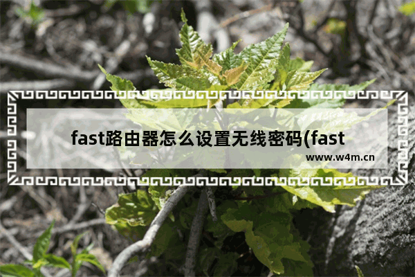 fast路由器怎么设置无线密码(fast路由器如何设置无线密码)