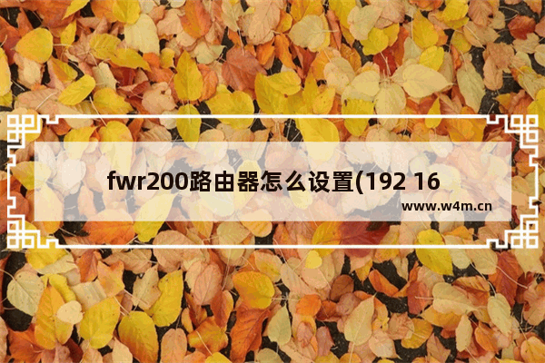 fwr200路由器怎么设置(192 168 1 1路由器设置)