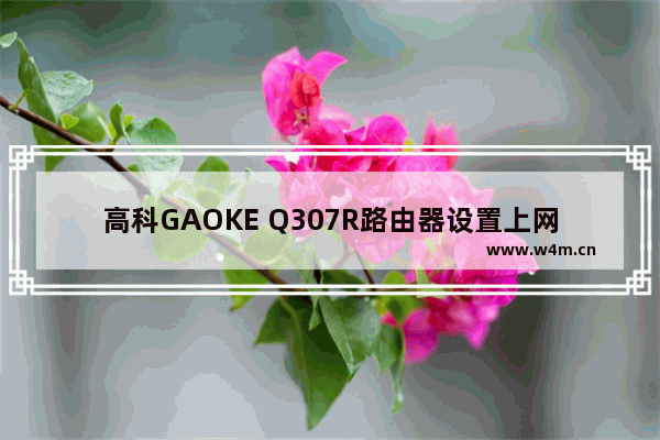 高科GAOKE Q307R路由器设置上网方法