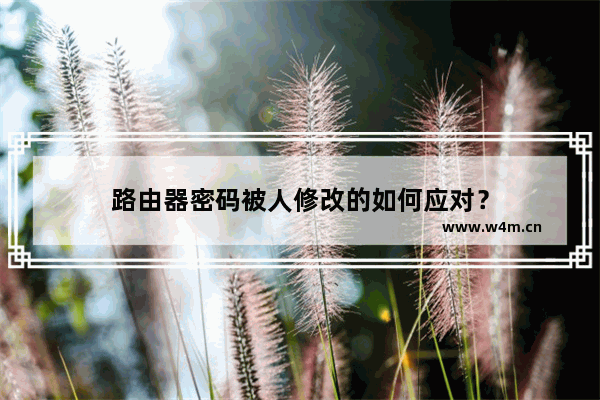 路由器密码被人修改的如何应对？