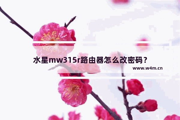 水星mw315r路由器怎么改密码？