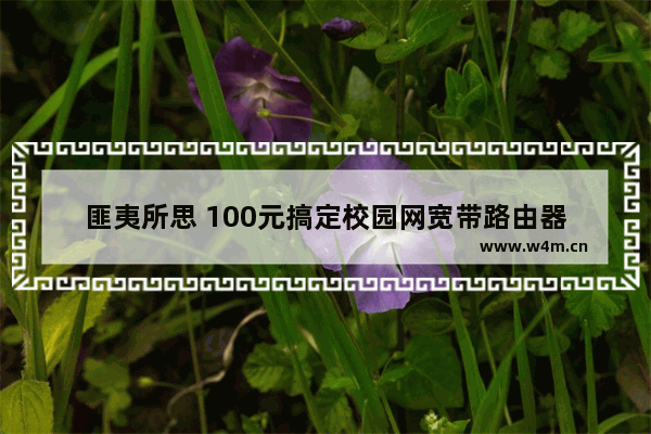 匪夷所思 100元搞定校园网宽带路由器