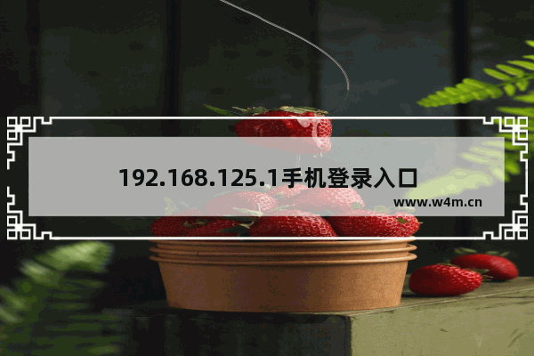 192.168.125.1手机登录入口