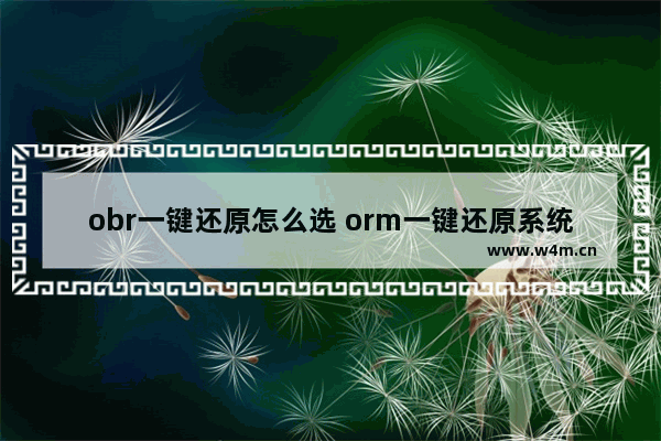 obr一键还原怎么选 orm一键还原系统