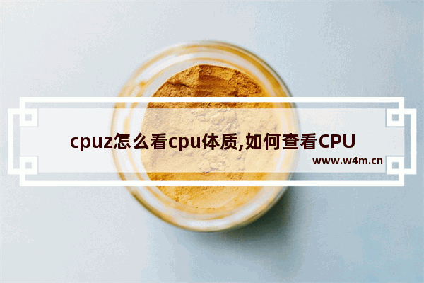 cpuz怎么看cpu体质,如何查看CPU