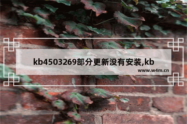 kb4503269部分更新没有安装,kb4474419补丁不兼容