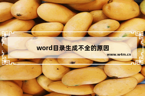 word目录生成不全的原因