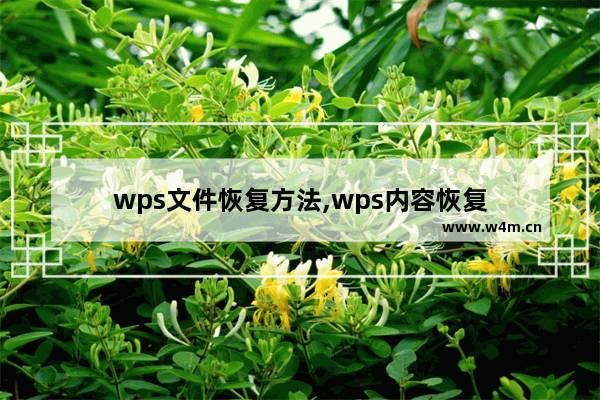 wps文件恢复方法,wps内容恢复