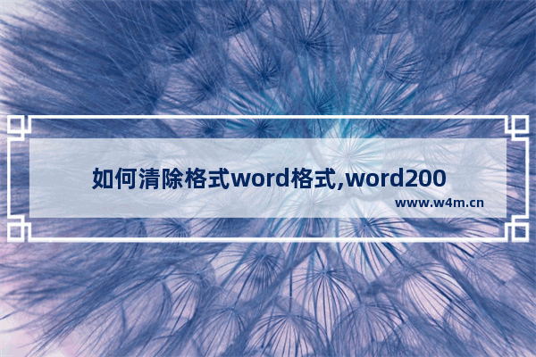 如何清除格式word格式,word2007文档如何清除格式