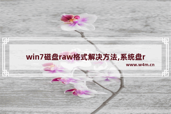 win7磁盘raw格式解决方法,系统盘raw格式 进不了系统