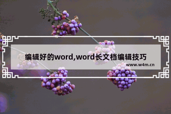 编辑好的word,word长文档编辑技巧