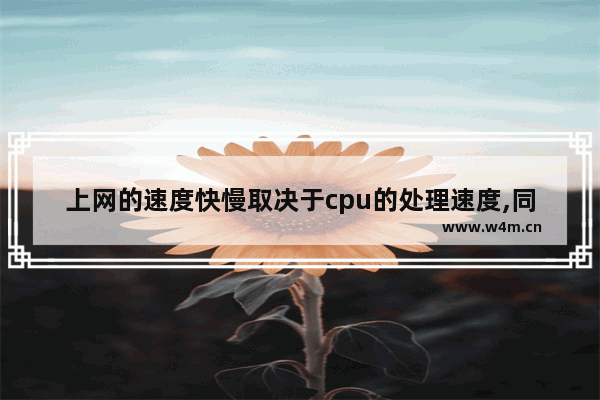 上网的速度快慢取决于cpu的处理速度,同样频率的cpu差距大吗