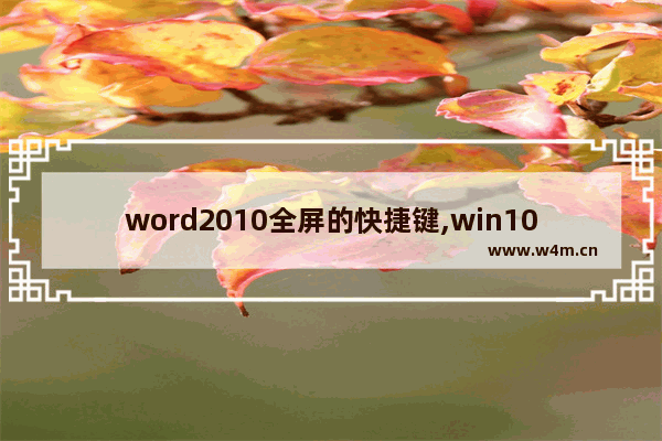 word2010全屏的快捷键,win10的全屏快捷键